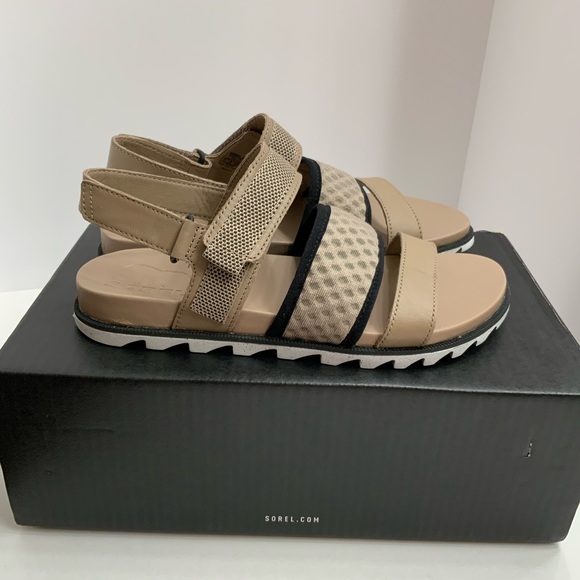 Sorel Roaming Decon Sligback Flats Sandals Sz 7.5 Tan Gladiator Ankle Strap - Picture 3 of 16